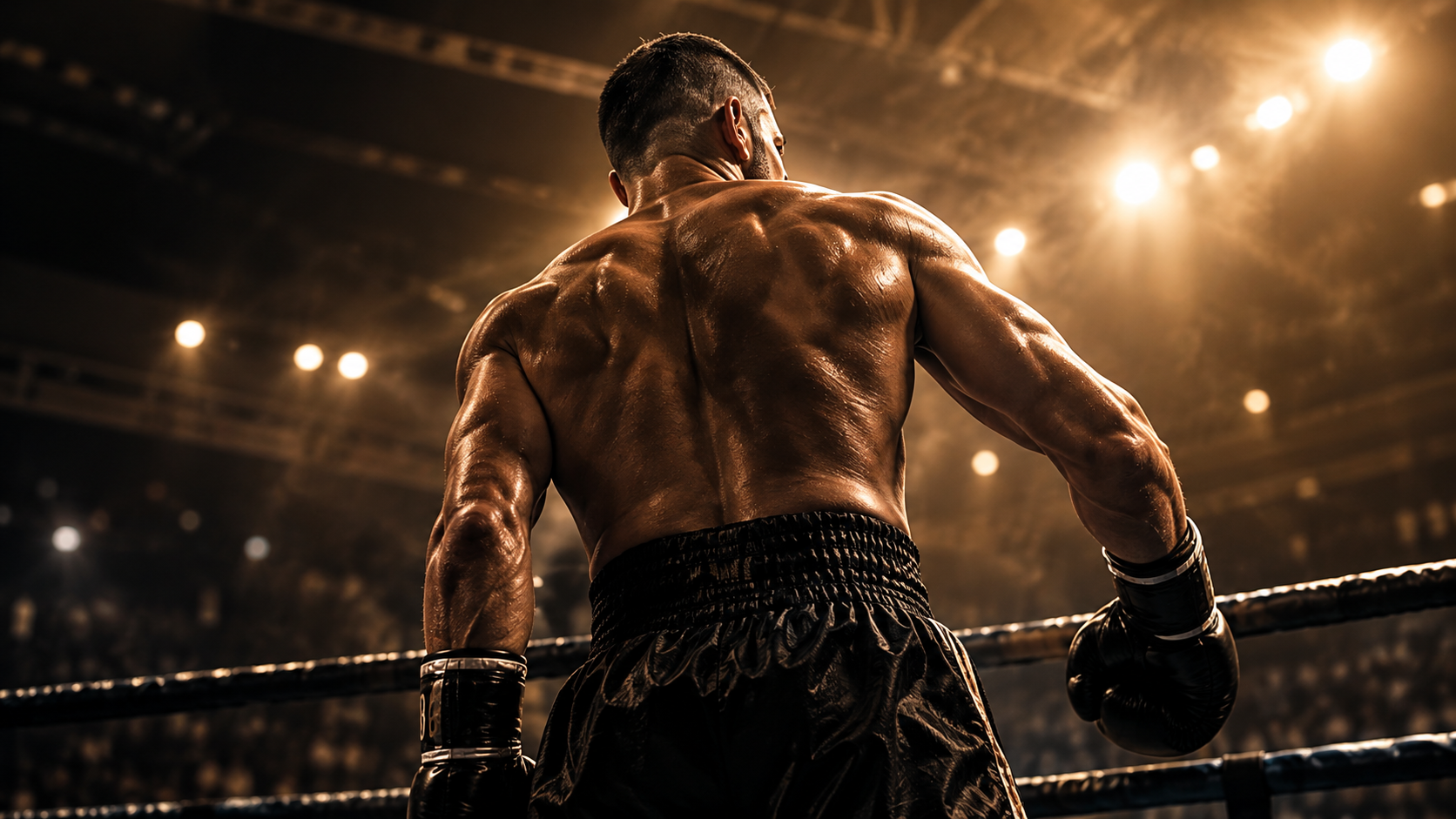 Dramatischer Boxer im Ringlicht